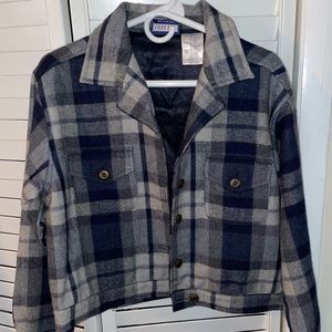 Blue and grey plaid jacket